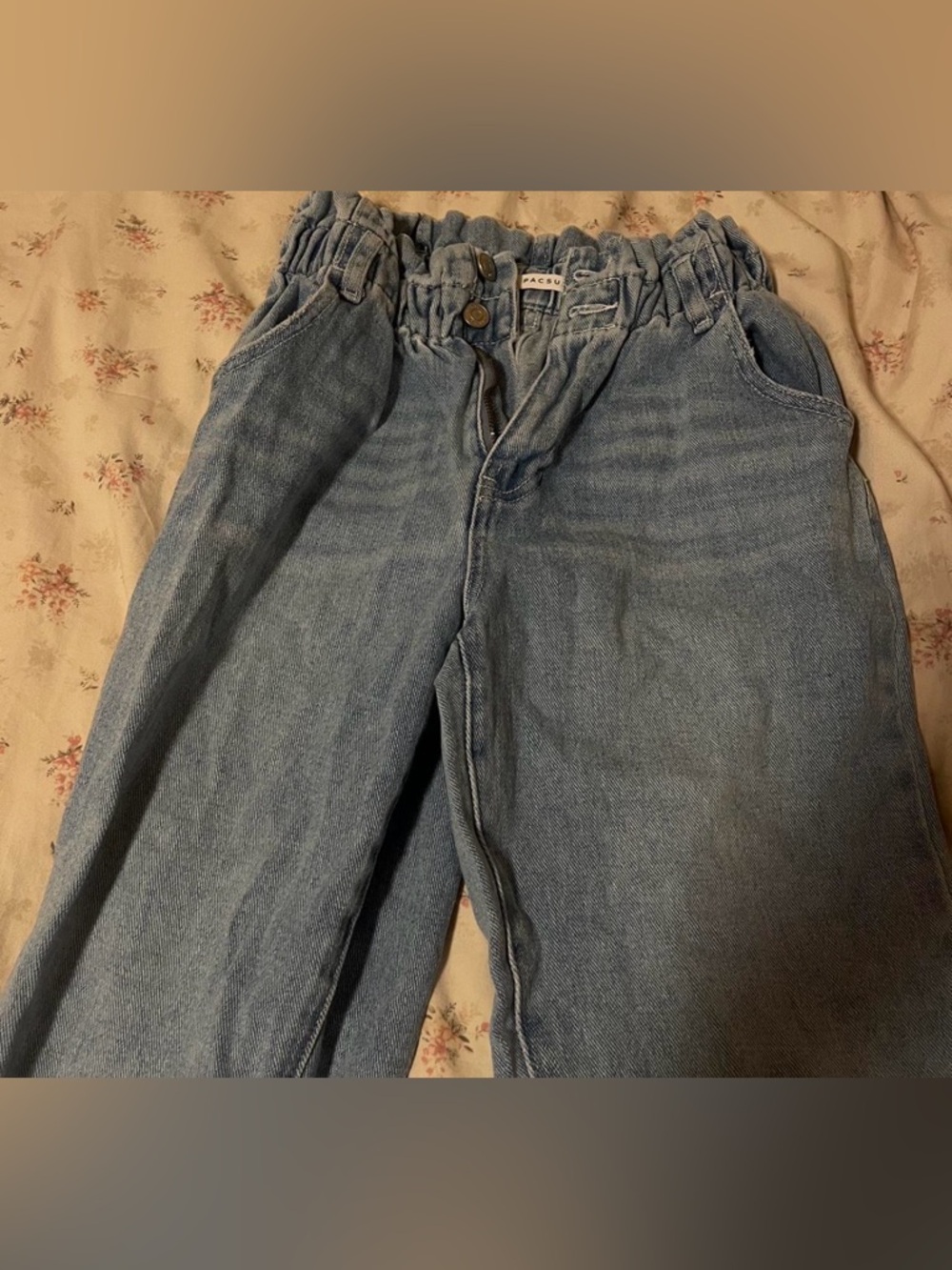 PacSun Men's Light Blue Relaxed Paperbag Jeans